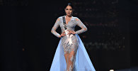 Представительница Казахстана Сабина Азимбаева выступает на Мисс Вселенная