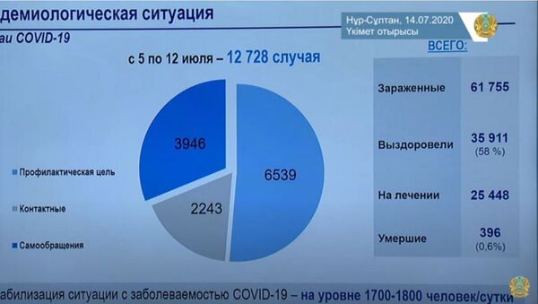 Скриншот презентации об эпидемиологической ситуации в Казахстане с заседания правительства  - Sputnik Казахстан