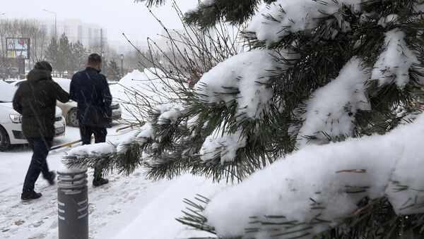 Снегопад обрушился на Нур-Султан и Алматы - видео - Sputnik Казахстан