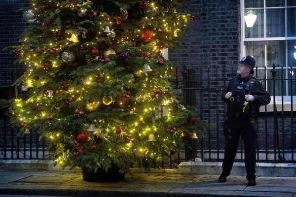 Полицейский у рождественской елки в Лондоне  - Sputnik Казахстан