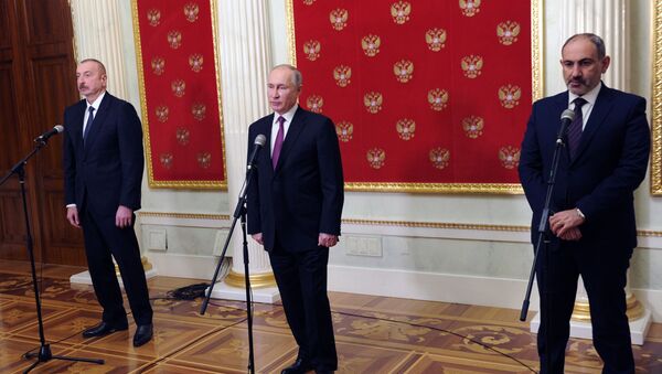 Трехсторонняя встреча президентов России, Азербайджана и Армении - Sputnik Казахстан