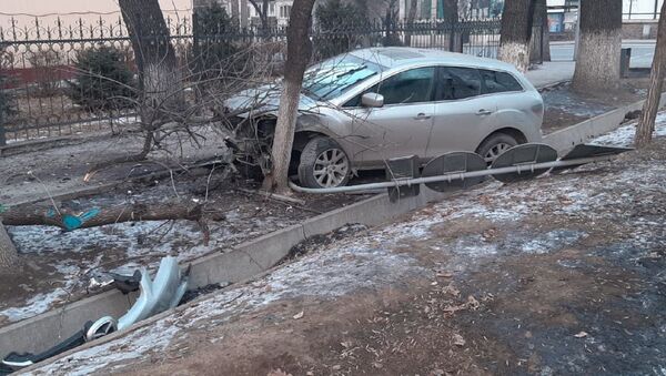Машина угодила в арык и врезалась в дерево - Sputnik Казахстан