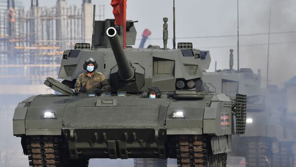 Танки Т-14 Армата  во время репетиции парада Победы в Москве - Sputnik Казахстан