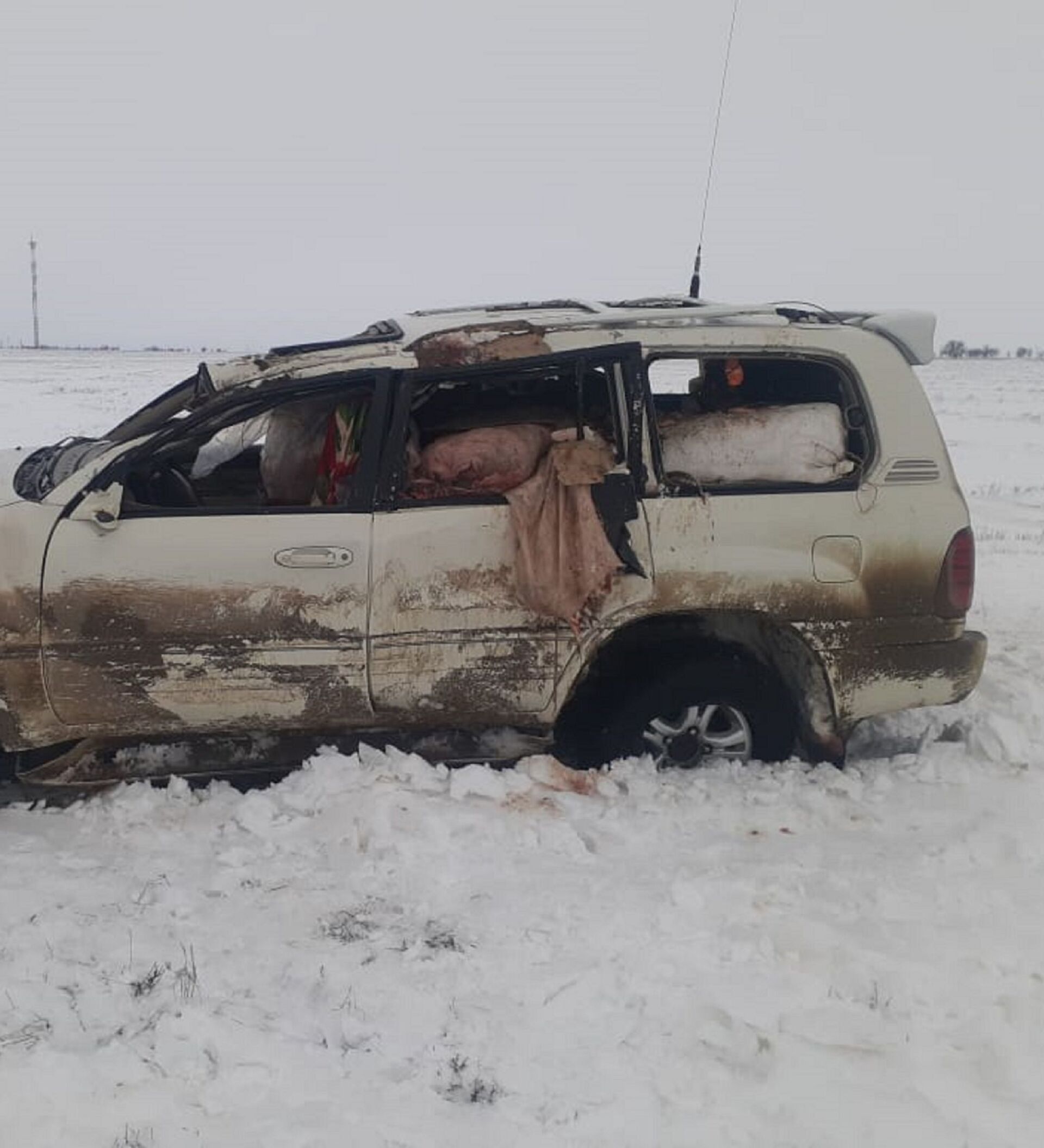 Машины с нелегальной рыбой перевернулись на трассе Уральск - Атырау -  12.02.2021, Sputnik Казахстан