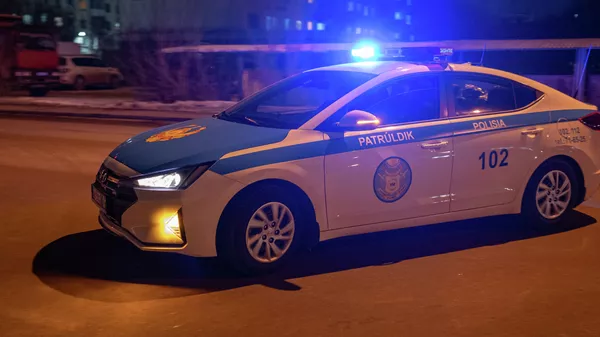 Автомобиль патрульной полиции на улице города - Sputnik Қазақстан