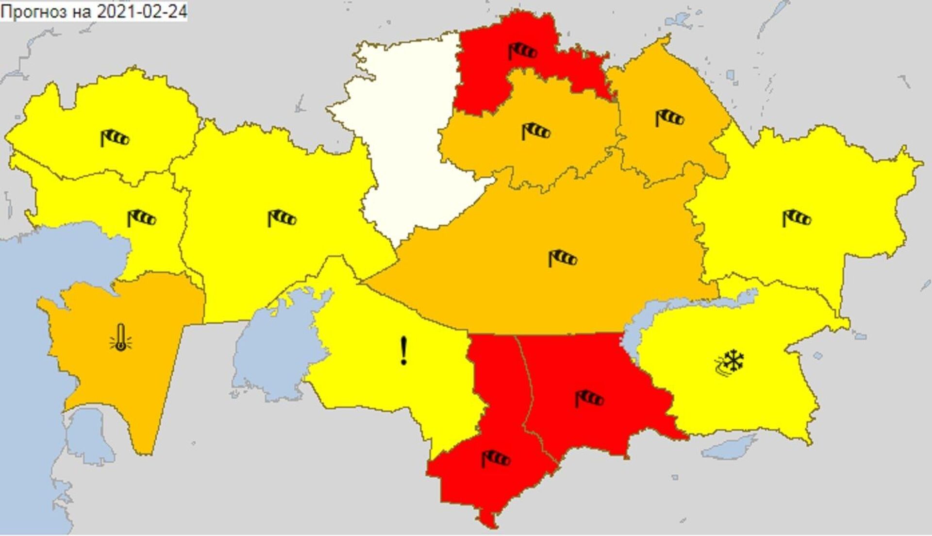 Три региона Казахстана окажутся в красной зоне опасных явлений - Казгидромет - Sputnik Казахстан, 1920, 23.02.2021