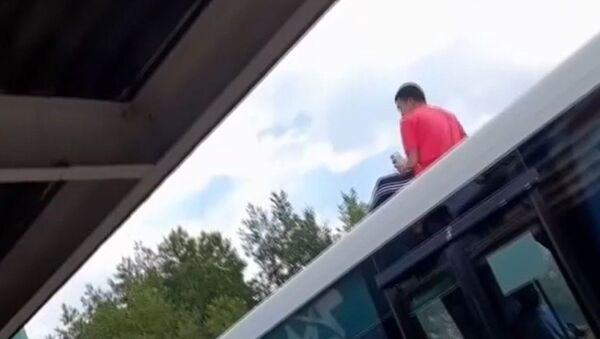 Парень прокатился на крыше автобуса в Аксу - Sputnik Қазақстан