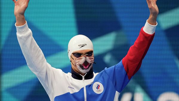 Российский пловец Евгений Рылов в маске кота - Sputnik Казахстан