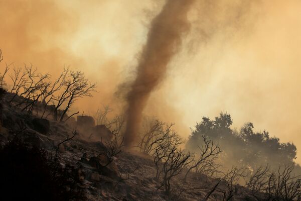 Пепельный вихрь во время природных пожаров в Калифорнии  - Sputnik Казахстан