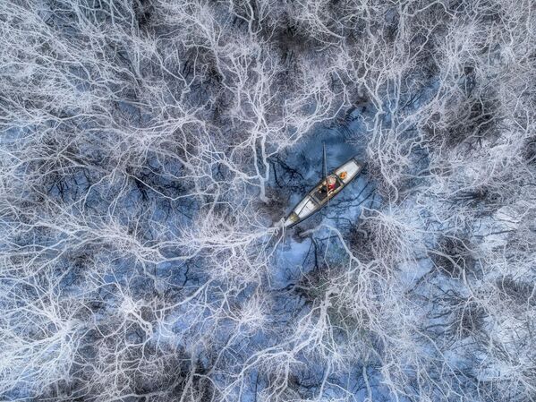 Снимок Fishing in Mangrove Forest фотографа Trung Pham Huy, занявший 1 место в категории People в конкурсе Drone Awards 2021 - Sputnik Казахстан