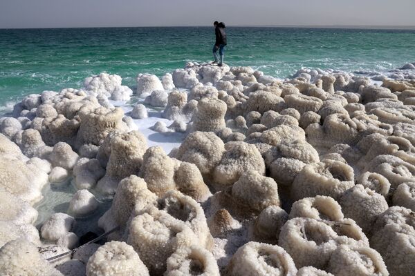 Кристаллизованные минералы высохшего морского участка южной части Мертвого моря - Sputnik Казахстан