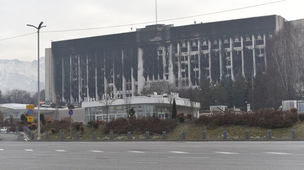 Сгоревшее здание акимата Алматы - Sputnik Казахстан