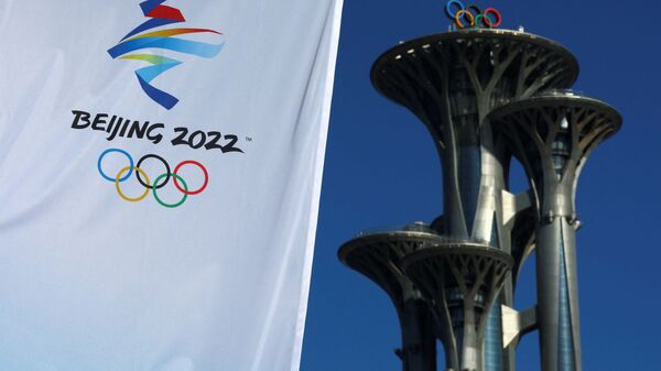 Олимпийская башня в Пекине возле Главного пресс-центра в преддверии зимних Олимпийских игр 2022 года - Sputnik Қазақстан