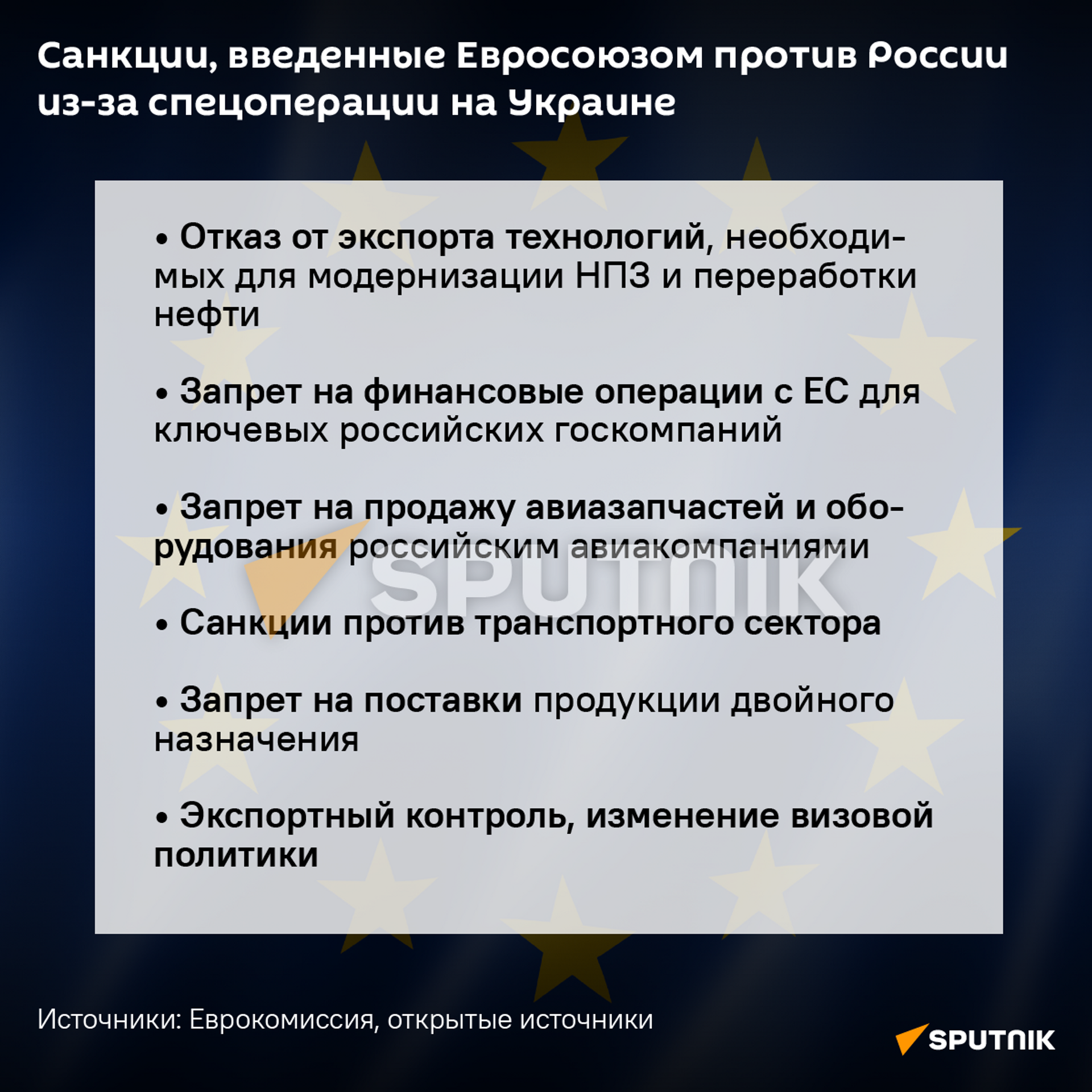 Санкции Евросоюза против России из-за спецоперации на Украине - Sputnik Казахстан, 1920, 26.02.2022