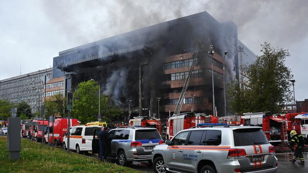Пожар в  БЦ Гранд Сетунь плаза на западе Москвы - Sputnik Казахстан