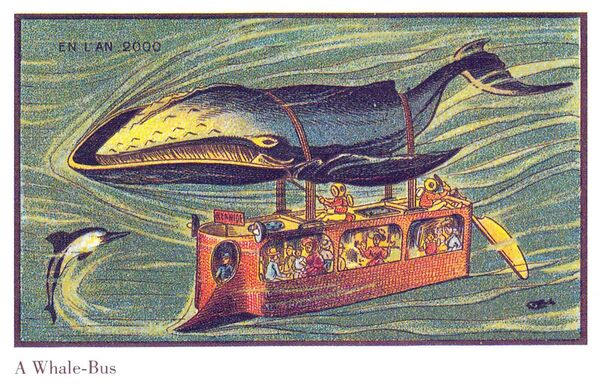 Забавно, что и в конце XIX века художники фантазировали на тему подводного транспорта. Художник Жан-Марк Коте, с 1899 года принимая участие в создании серии карточек &quot;Франция в 2000 году&quot;, назвал свое видение &quot;Китовый подводный автобус.&quot; - Sputnik Казахстан