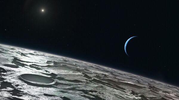Вид с Тритона на Нептун в представлении художника - Sputnik Қазақстан
