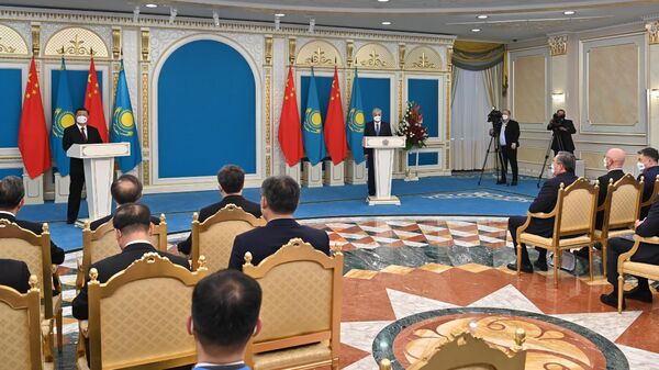 Пресс-конференция Касым-Жомарта Токаева и Си Цзиньпина в Акорде по итогам переговоров - Sputnik Казахстан