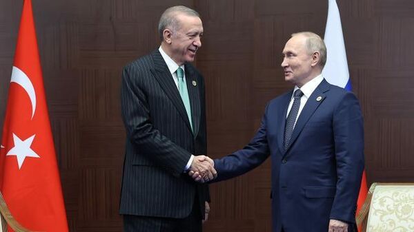 Реджеп Тайип Эрдоган и Владимир Путин на переговорах в Астане - Sputnik Казахстан