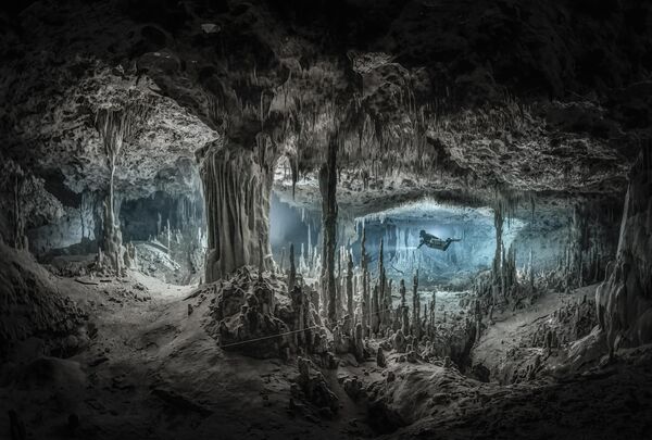 Снимок &quot;Затопленная пещера&quot; американского фотографа Мартина Броена сделан на полуострове Юкатан в Мексике. - Sputnik Казахстан