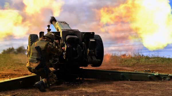 Работа артиллерийского расчета ЧВК Вагнер под Бахмутом в ДНР - Sputnik Казахстан