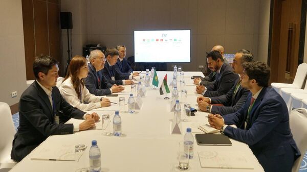 Председатель АФМ Жанат Элиманов встретился с генеральным директором Исполнительного офиса по противодействию отмыванию доходов и финансированию терроризма ОАЭ Хамид Аль Зааби - Sputnik Казахстан