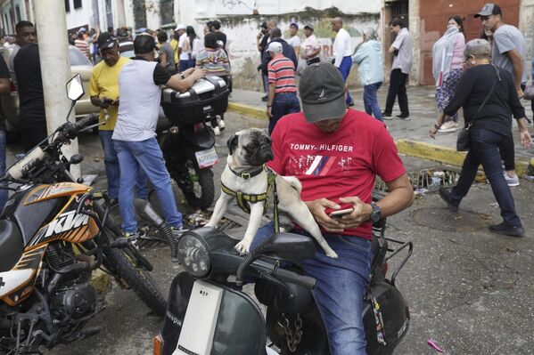 Мужчина на мотоцикле с собакой в Каракасе, Венесуэла. - Sputnik Казахстан