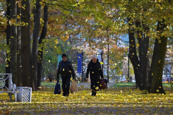 Люди прогуливаются на территории Государственного музея-заповедника Царское Село - Sputnik Казахстан