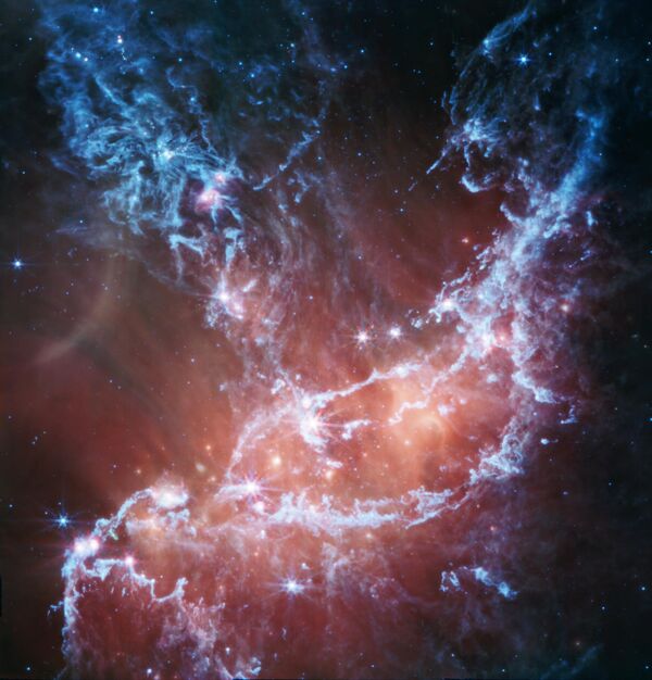 NGC 346 тұмандағының инфрақызыл кескініндегі суық газ бен шаңның шығарылуы. - Sputnik Қазақстан