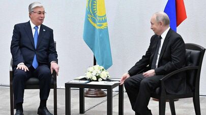 Владимир Путин и Касым-Жомарт Токаев на переговорах в Казани