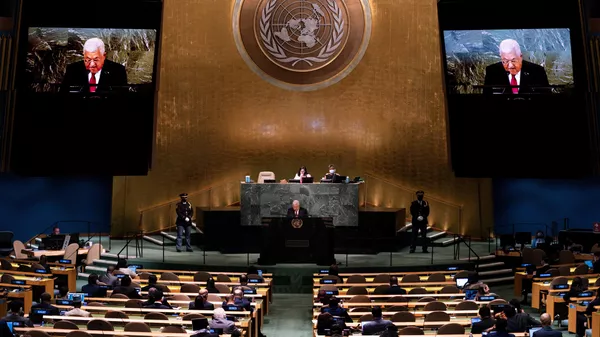  Палестинский президент Махмуд Аббас выступает на сессии Генассамблеи ООН - Sputnik Казахстан