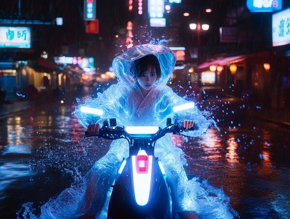 Доступное левитирующее такси-скутер для улиц Вьетнама, парящее в 10 сантиметрах над землёй. Каждый может взять его в аренду через приложение — идеально для узких переулков и оживлённых рынков.  Умные функции: AI-плащ WeatherShield, автоматическое охлаждение при +40°C (встроенные микро-вентиляторы), антидождевое поле — капли скатываются по невидимому барьеру.  Главные особенности скутера: голосовое управление на 5 диалектах, автобалансировка даже на рисовых полях. &quot;Социальный режим&quot; — объединяется в цепочку с другими скутерами для экономии энергии.Слоган: &quot;Сухой, прохладный и без пробок — даже в час пик!&quot;.Название:  &quot;BambooFloat&quot;.  - Sputnik Казахстан