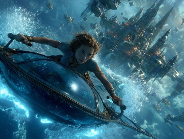Девушка управляет кристаллическим кораблём, спасаясь из тонущей Атлантиды - Sputnik Казахстан