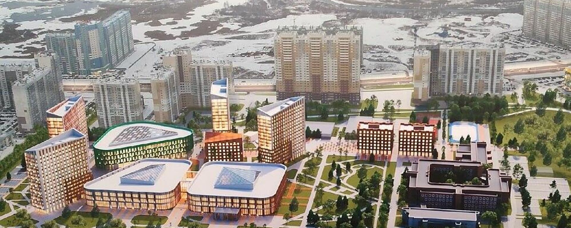 Общий вид Межвузовского кампуса мирового уровня в Челябинске после завершения строительства Общий вид Межвузовского кампуса мирового уровня в Челябинске после завершения строительства - Sputnik Казахстан, 1920, 30.07.2025