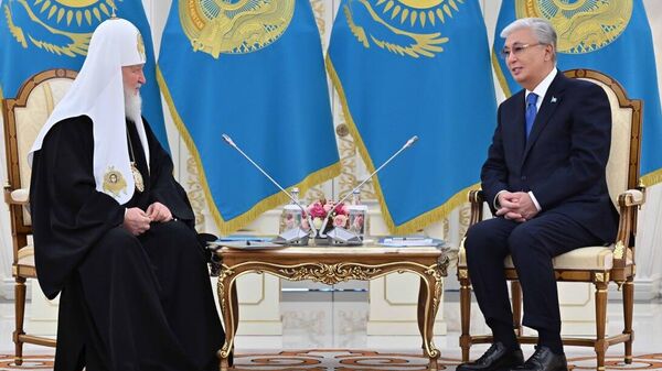 Патриарх Московский и всея Руси Кирилл и президент Казахстана Касым-Жомарт Токаев - Sputnik Казахстан