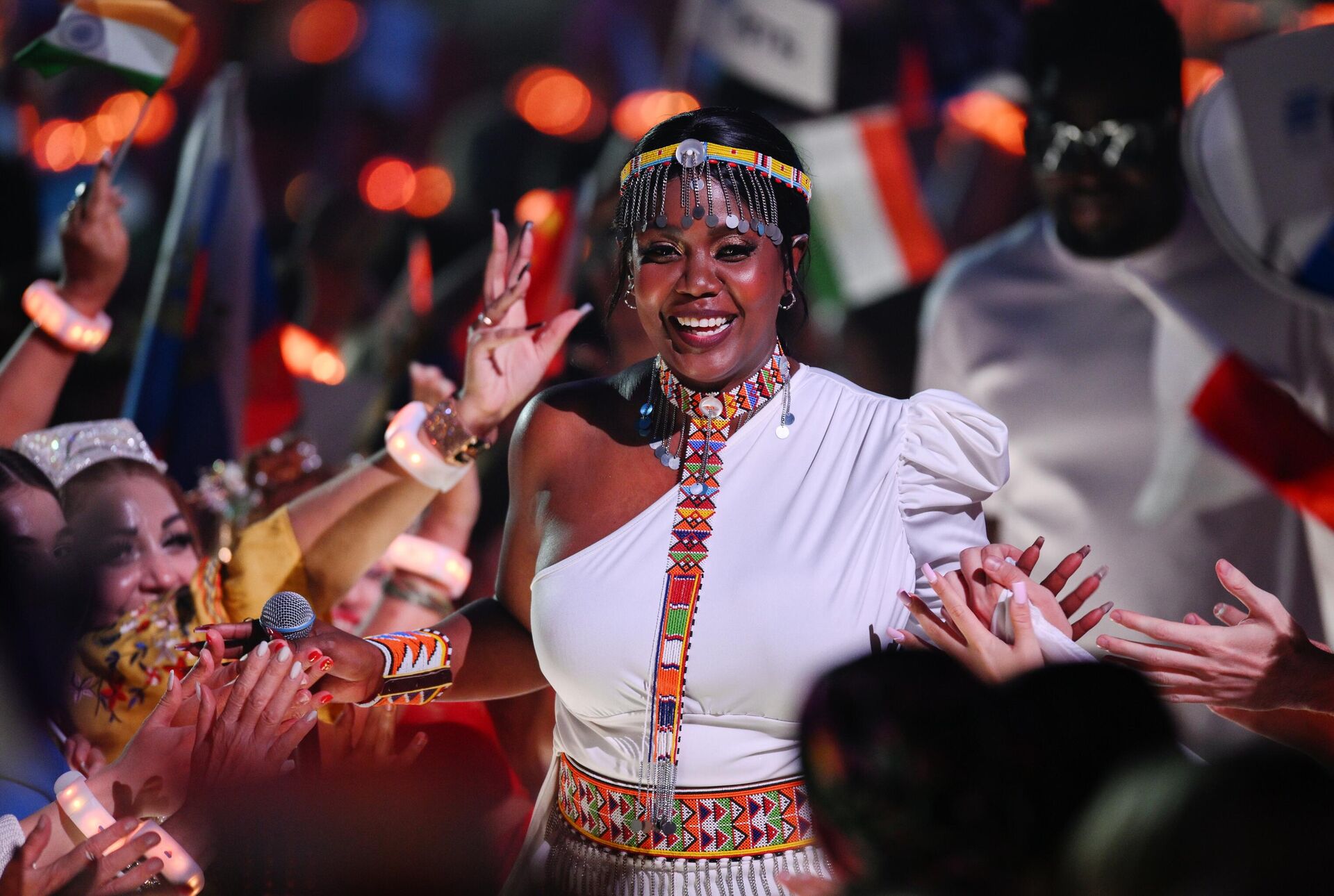 Санайпей Танде (Кения) выступает на международном музыкальном конкурсе Интервидение в Москве - Sputnik Казахстан, 1920, 20.09.2025