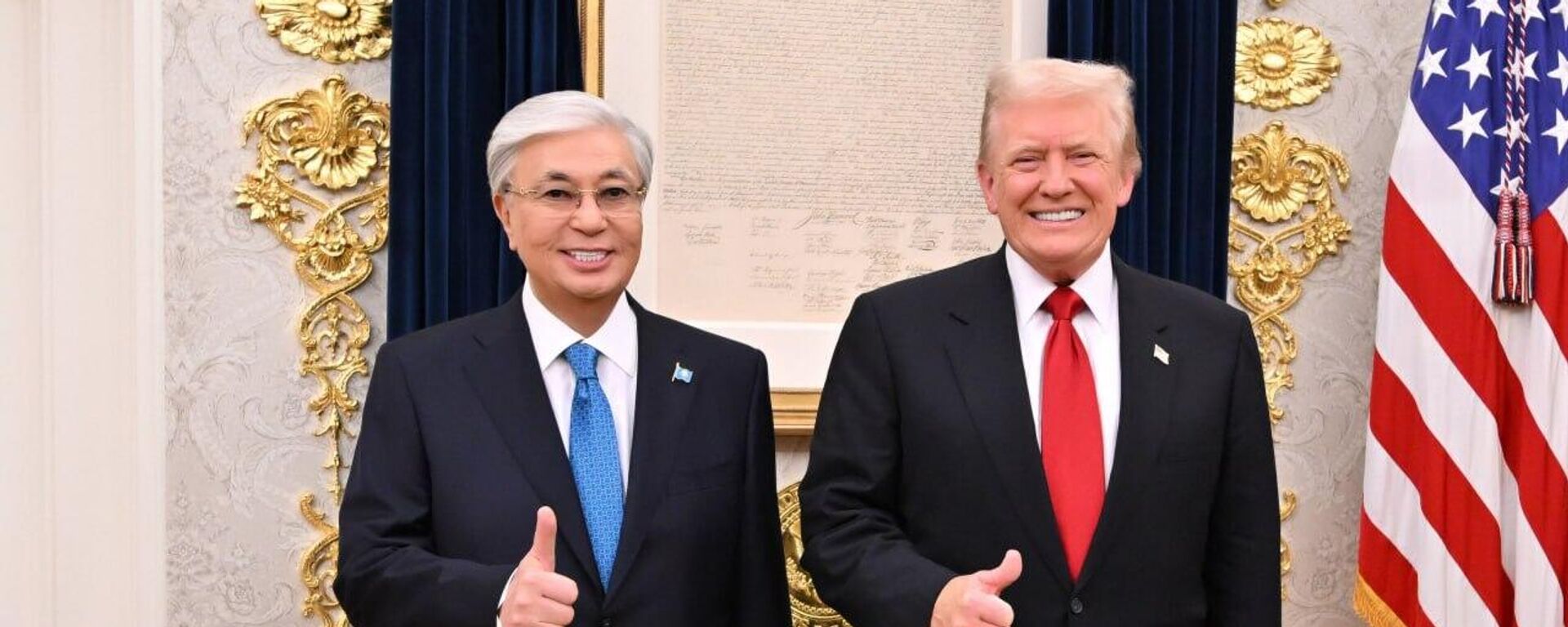 Касым-Жомарт Токаев и Дональд Трамп в Белом Доме, архивное фото - Sputnik Казахстан, 1920, 19.01.2026