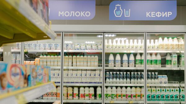 Молочная продукция на витрине магазина - Sputnik Казахстан