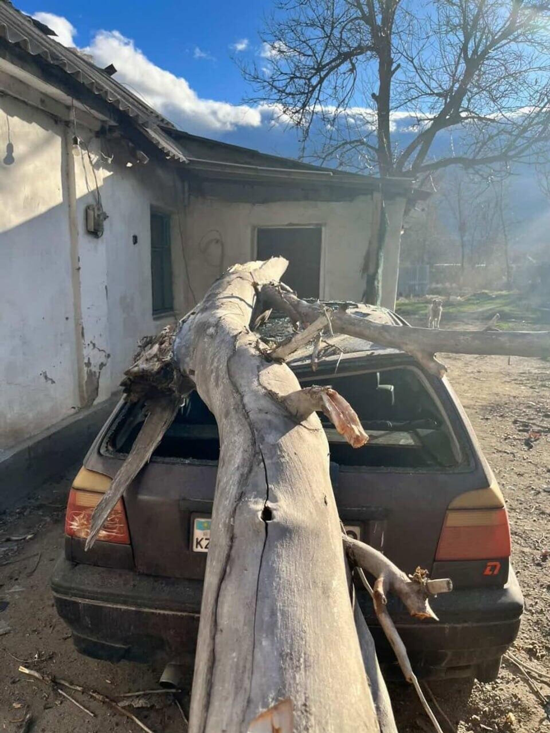 Сильный ветер разрушил автомобили и строения в Жамбылской области - Sputnik Қазақстан, 1920, 21.02.2026