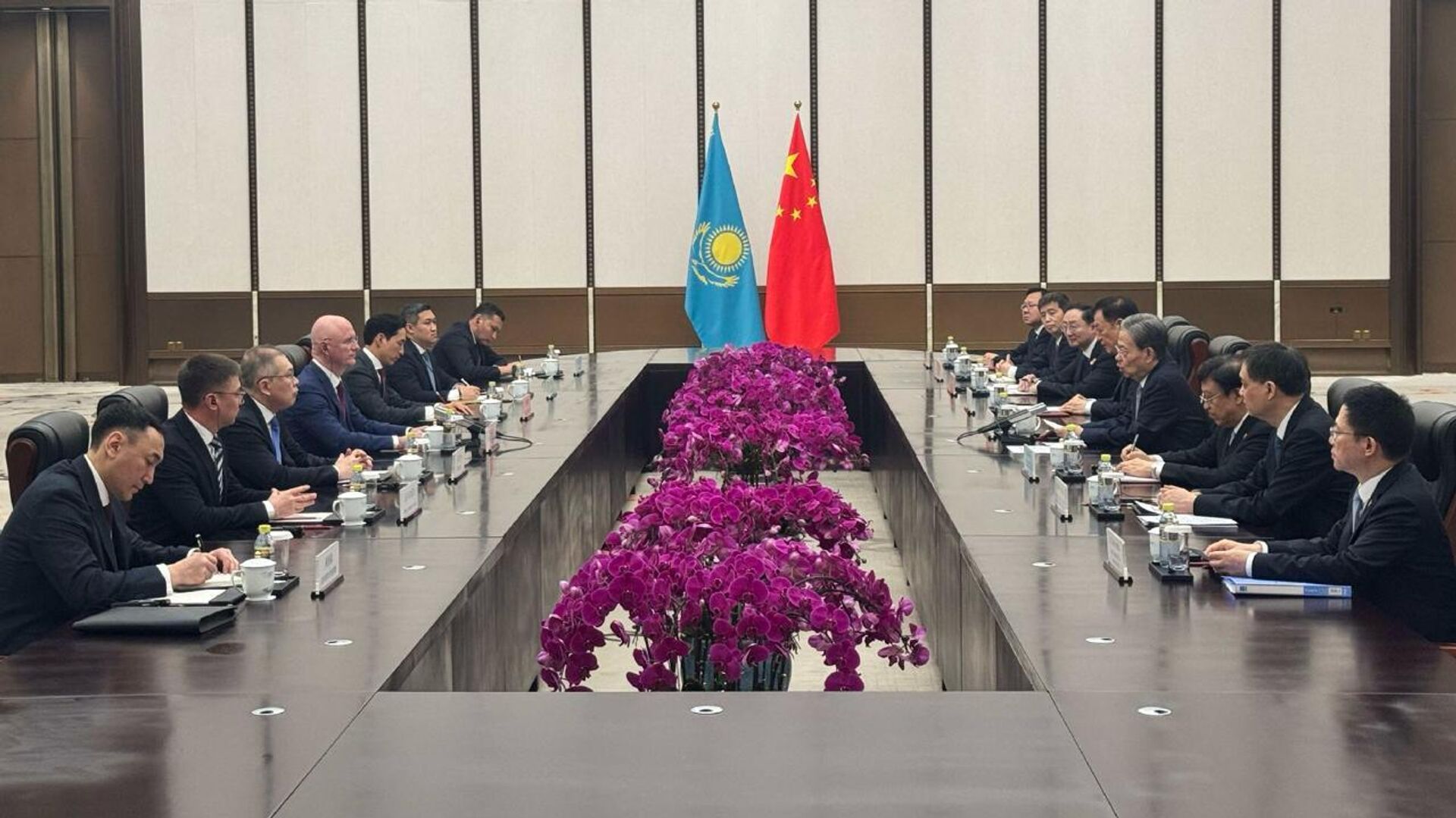 Первый вице-премьер Казахстана Роман Скляр встретился с главой Постоянного Комитета Всекитайского собрания народных представителей Чжао Лэцзи - Sputnik Казахстан, 1920, 25.03.2026