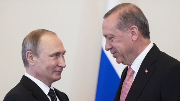 Встреча президентов России и Турции В. Путина и Р. Эрдогана в Санкт-Петербурге - Sputnik Казахстан
