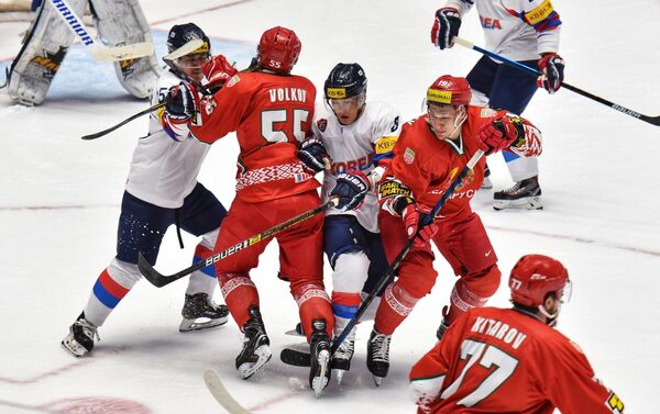 Матч сборных Кореи и Беларуси на чемпионате мира по хоккею первого дивизиона - Sputnik Казахстан