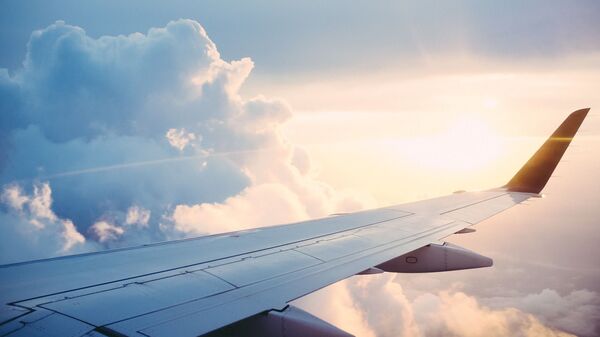 Вид из окна самолета, крыло самолета. Архивное фото - Sputnik Казахстан