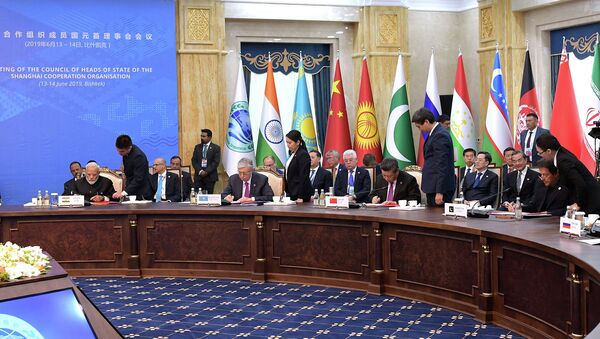 Руководители государств-членов ШОС подводят итоги заседания Совета глав государств-членов в Бишкеке 14 июня 2019 года  - Sputnik Казахстан