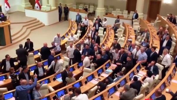 Потасовка между депутатами в зале заседаний парламента Грузии - видео - Sputnik Казахстан