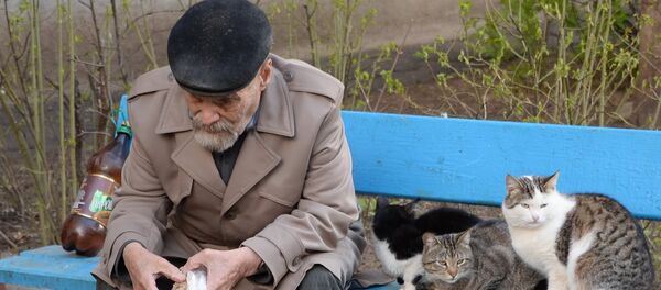 Мужчина кормит голубей Мужчина кормит голубей - Sputnik Казахстан