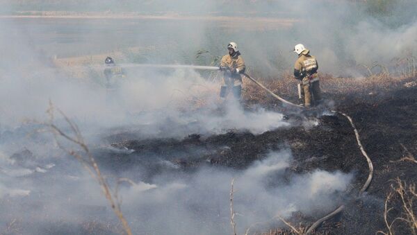 Тушение пожара силами департамента по чрезвычайным ситуациям, архивное фото - Sputnik Казахстан