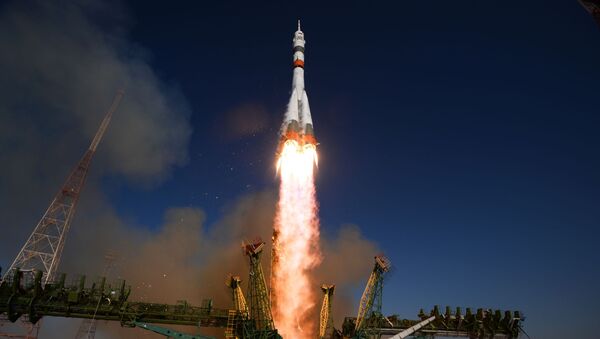 Запуск ракеты-носителя Союз-2.1а с пилотируемым кораблем Союз МС-14 со стартовой площадки космодрома Байконур - Sputnik Казахстан