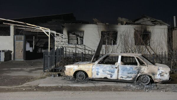 Сгоревший автомобиль в селе Масанчи - Sputnik Қазақстан