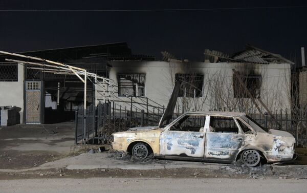 Сгоревший автомобиль в селе Масанчи - Sputnik Казахстан